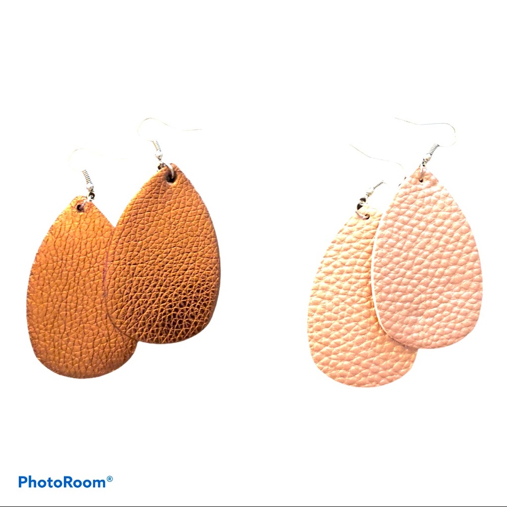 New!‎ Disco Copper and Rose Gold Leather Earrings Bundle